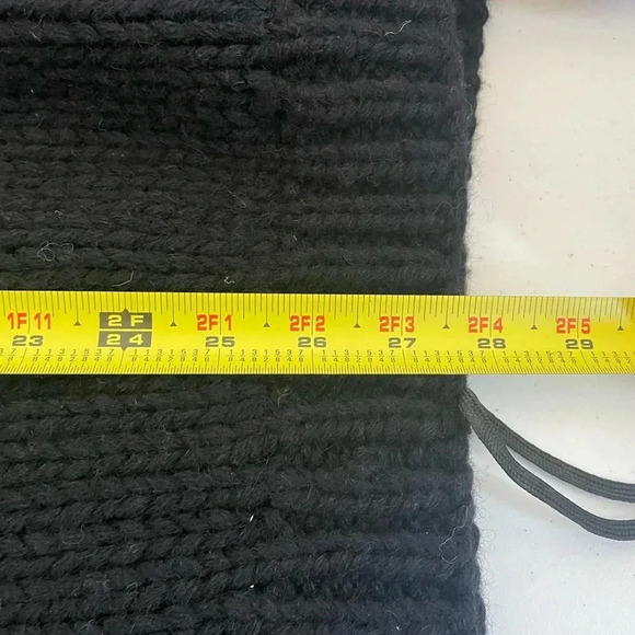 Vintage 90s‎ Mens J Crew Hand Knit Black Wool Chunky Striped Crew Sweater Sz L - Picture 6 of 8